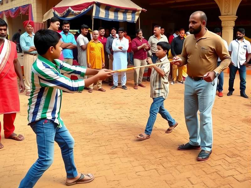 Pull Shot Gladiator Game in Progress at a Village Fair in Punjab, India